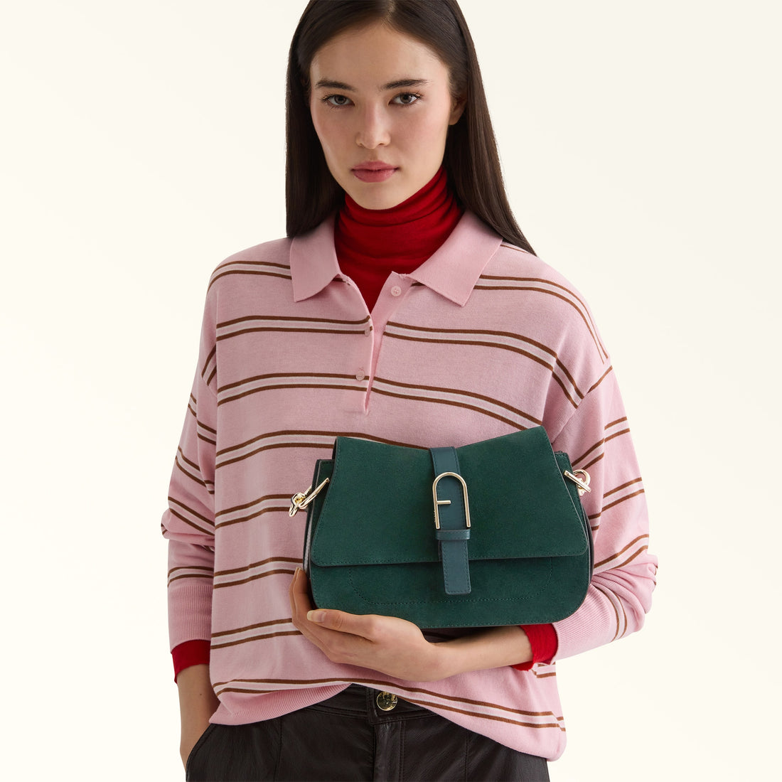 Furla Flow M Top Handle in Green - Bags 
