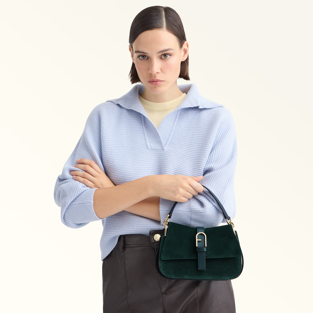 Furla Flow Mini Top Handle in Green - Bags 