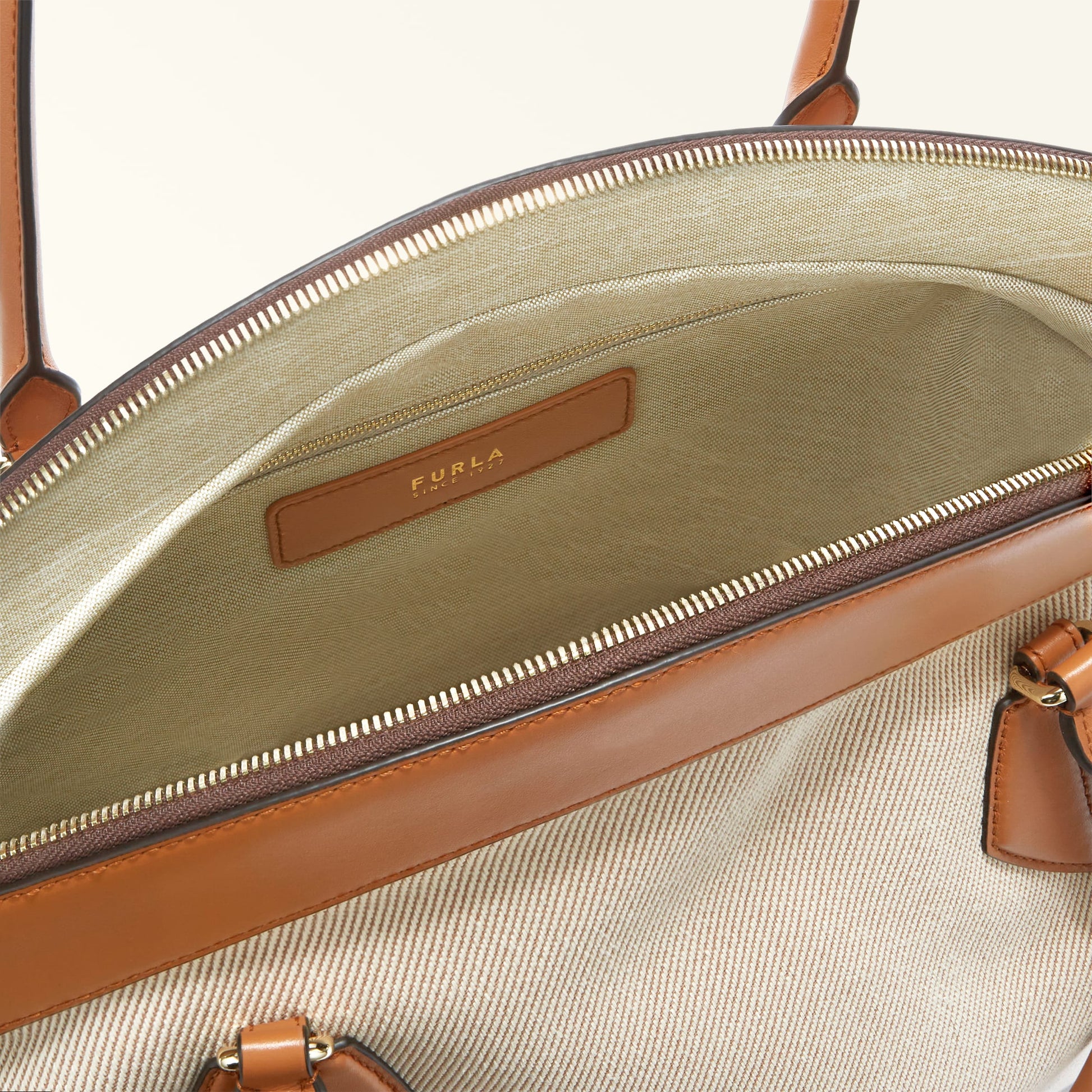 FURLA ERICA TOTE BAG NATURALE+BRANDY