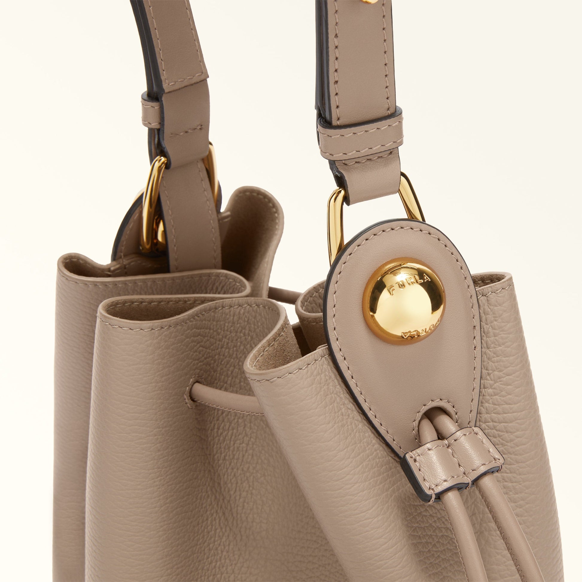 FURLA SFERA BUCKET BAG STUCCO GRAY