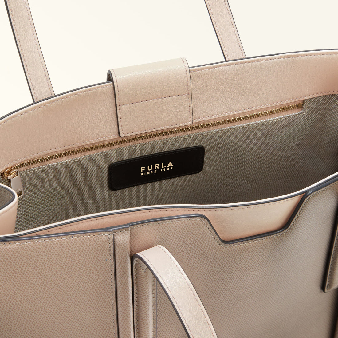 FURLA RIVA TOTE BAG STUCCO GRAY