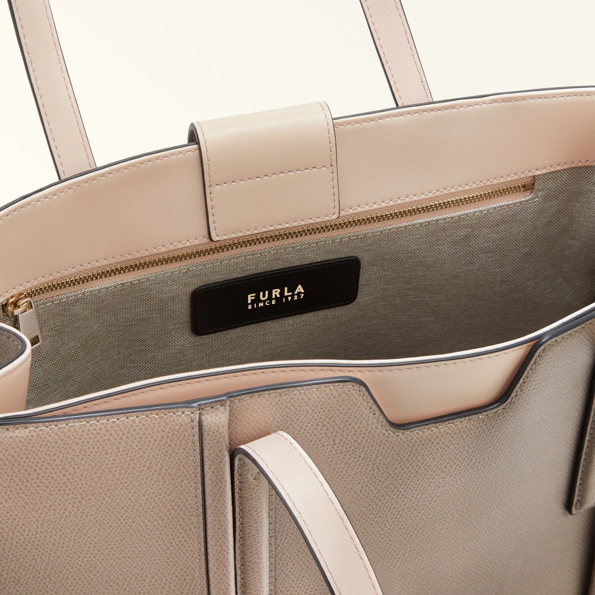 FURLA RIVA TOTE BAG STUCCO GRAY