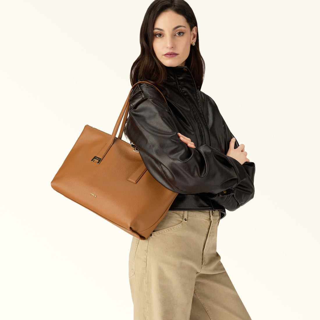 Furla Olivia M Tote in Brown - Bags 