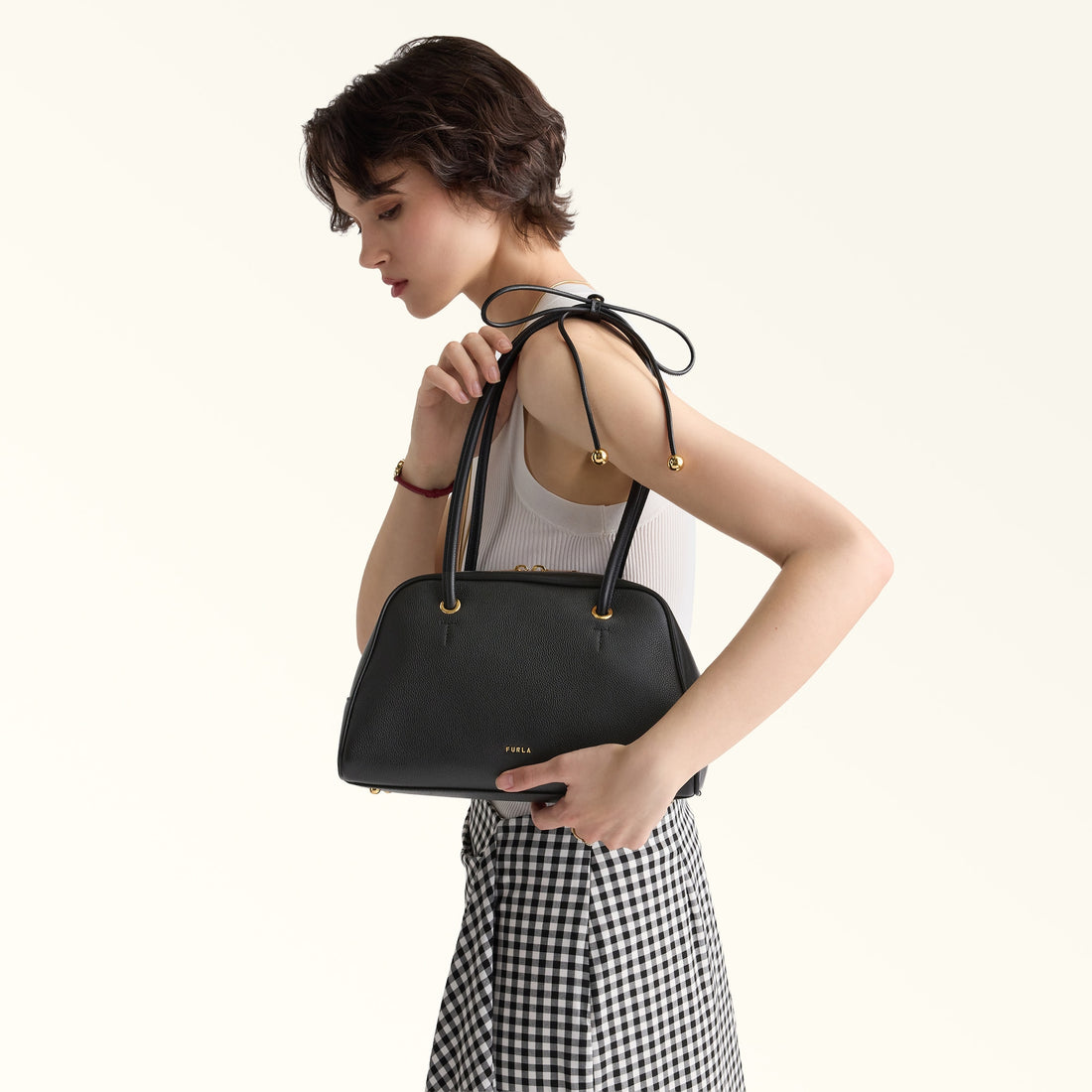 Furla Poppy M Dome in Black - Bags 
