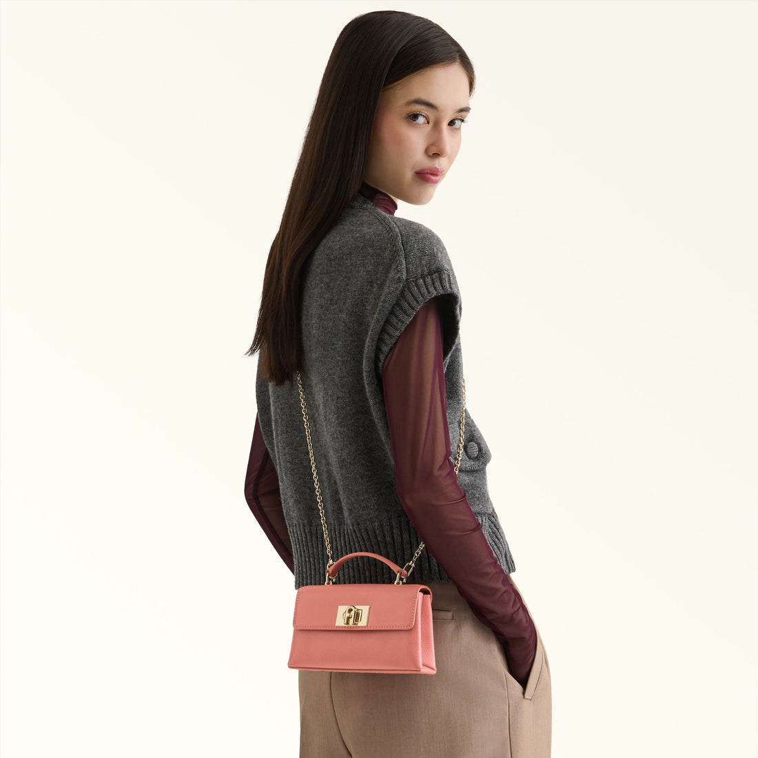 Furla 1927 Mini Crossbody Top Handle in Pink - Bags 