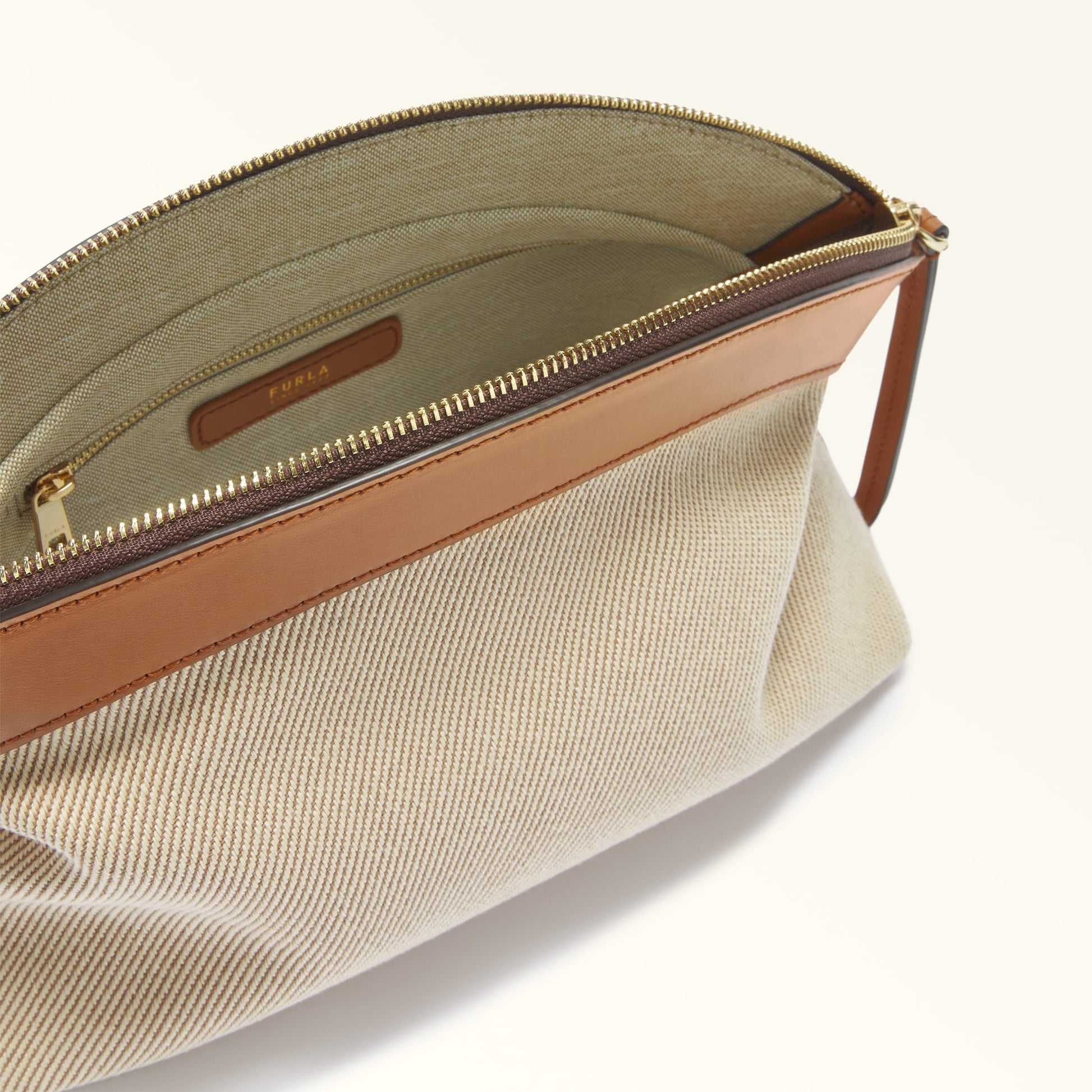 FURLA ERICA POUCH NATURALE+BRANDY