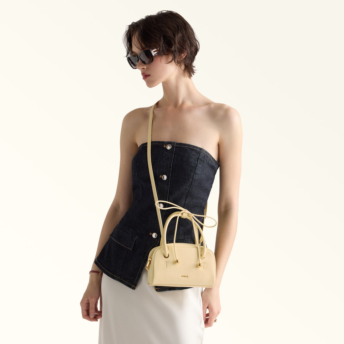 Furla Poppy Mini Dome in White - Bags 