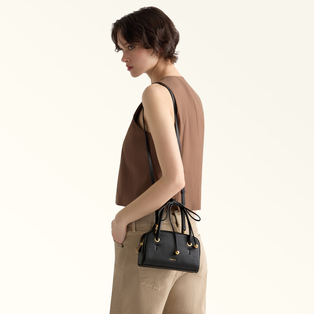 Furla Poppy Mini Dome in Black - Bags 