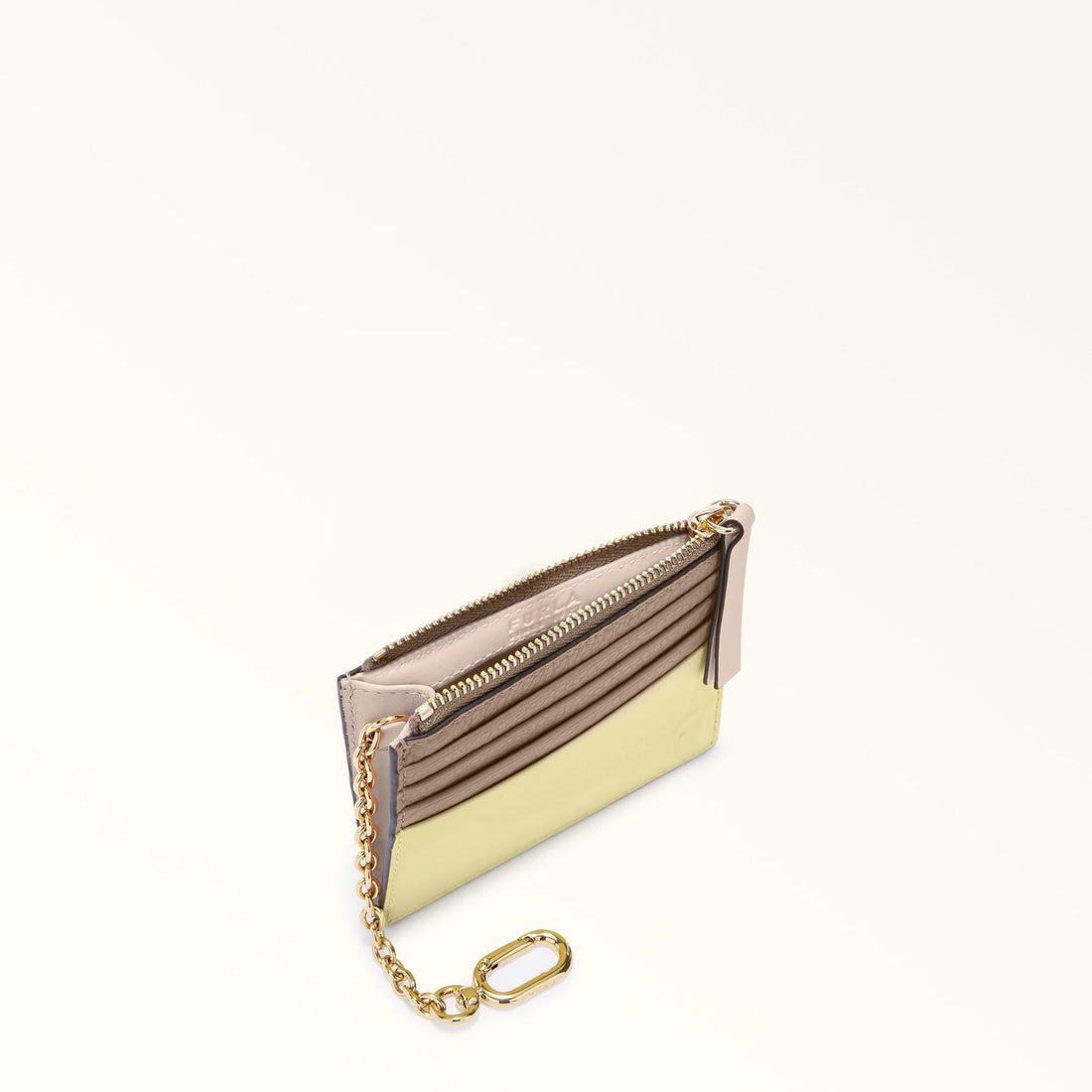 FURLA GRAZIA CARD CASE STUCCO GRAY+FREESIA+AZALEA