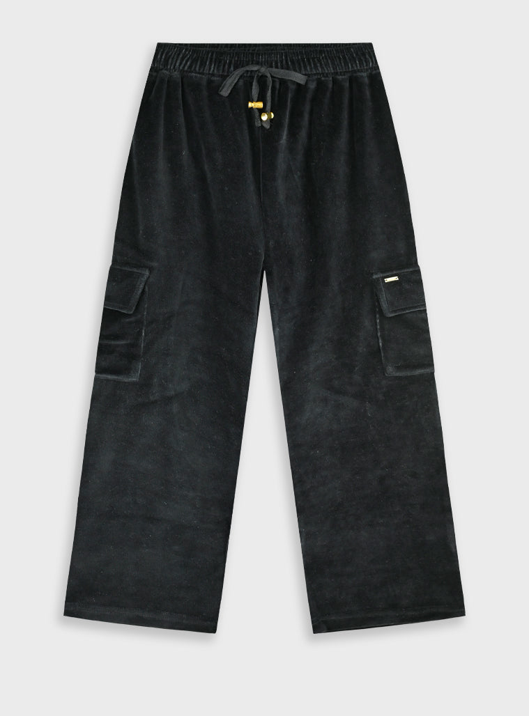 Cotton Blend Girl Trousers - Black