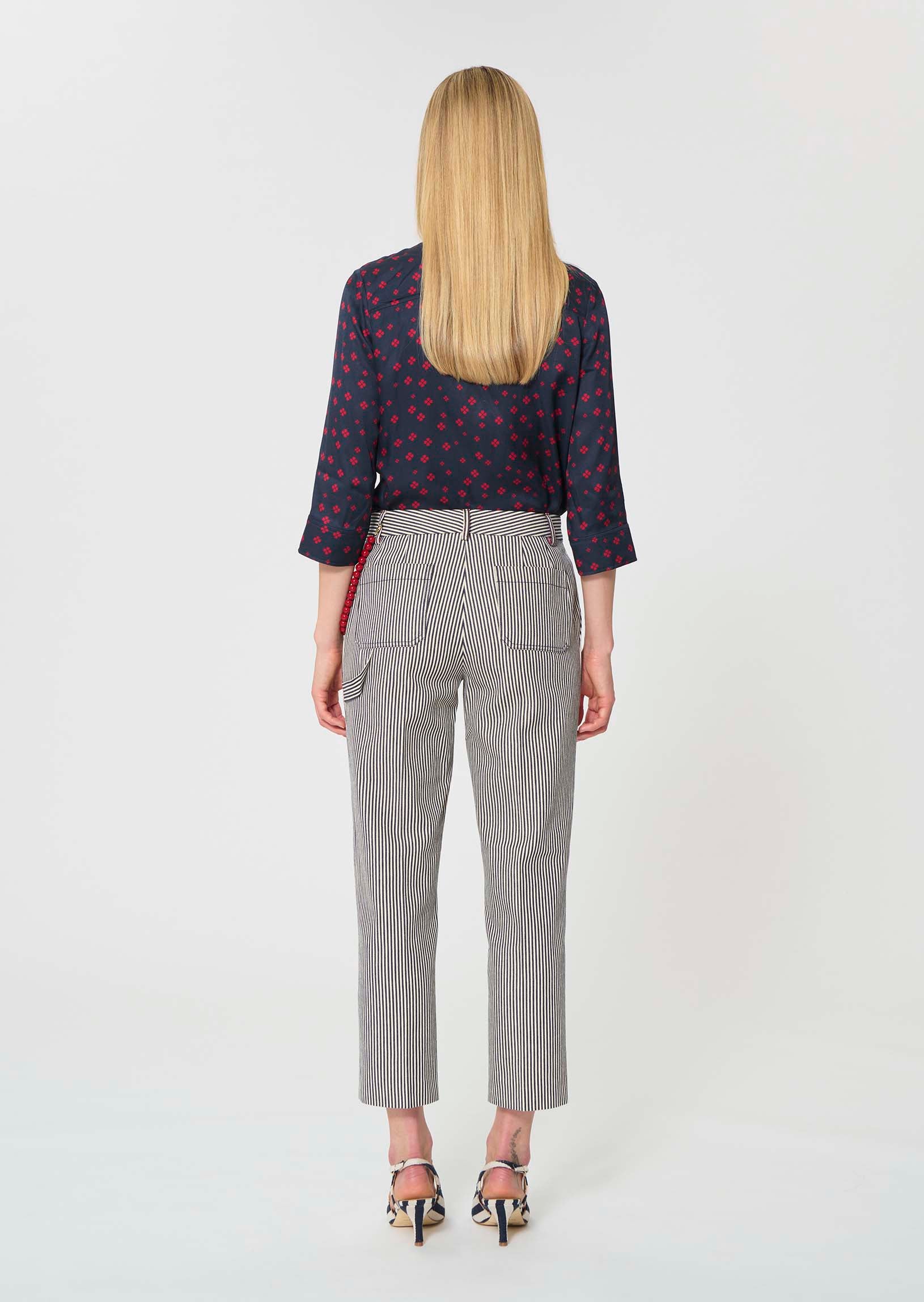 trousers in ecru with cotton stripes