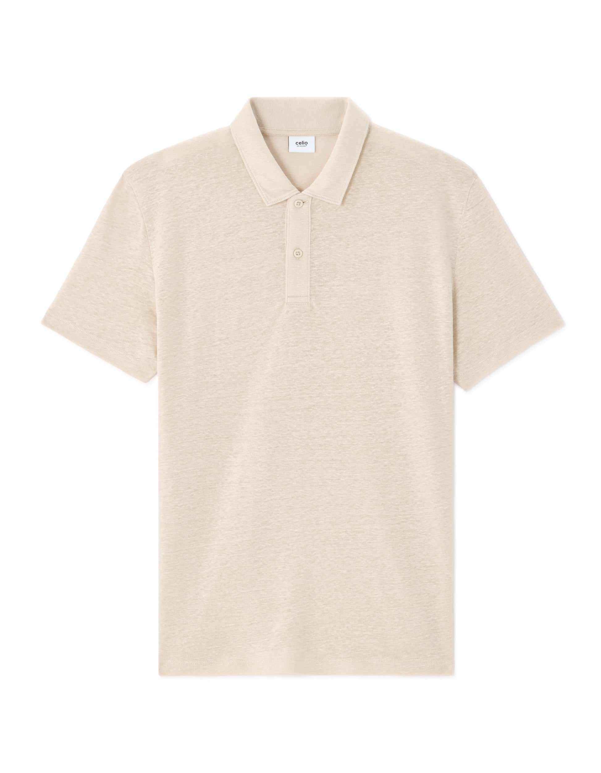 Celio Regular Fit 100% Linen Polo - Beige