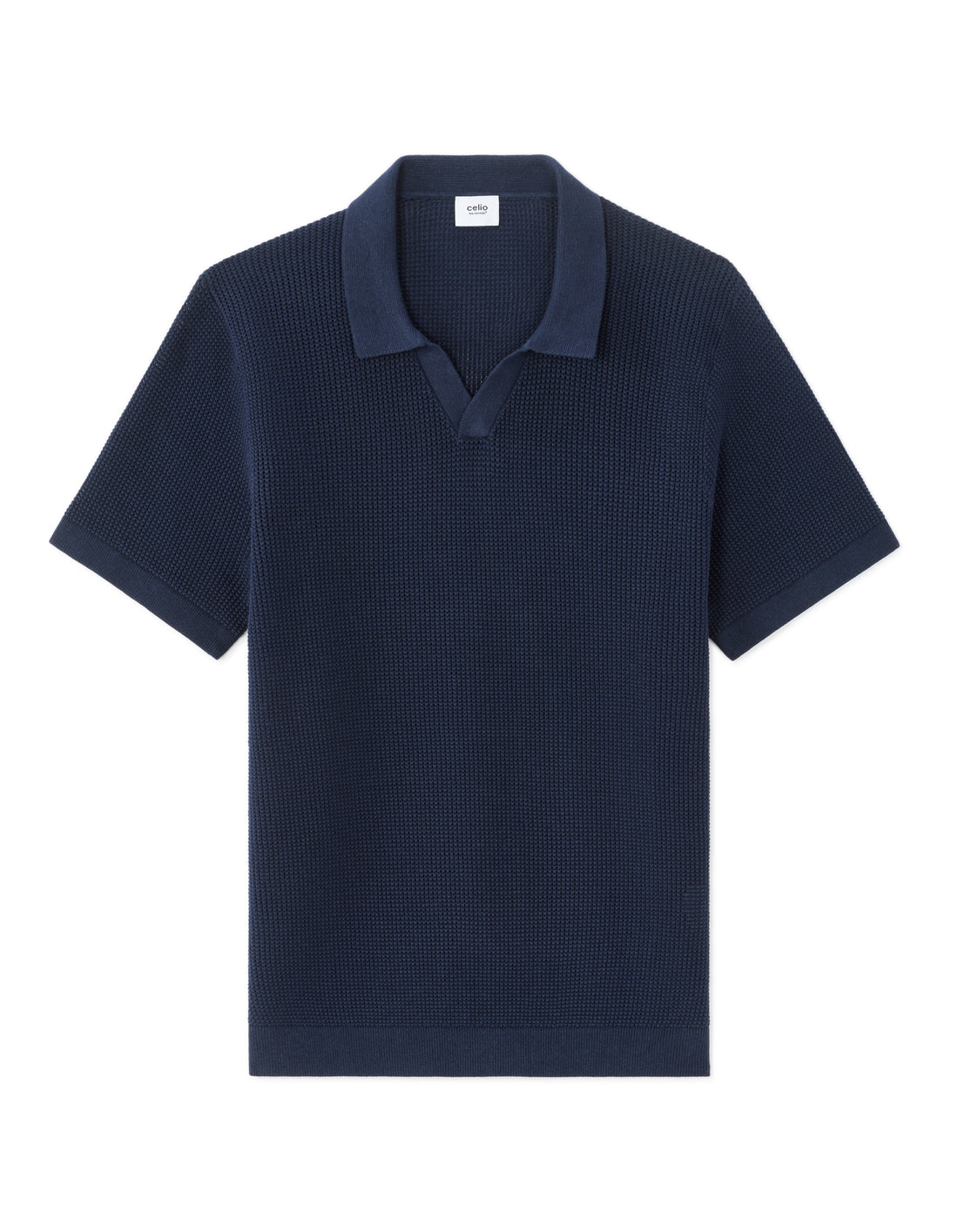 Celio Cotton Short-Sleeved Polo - Navy
