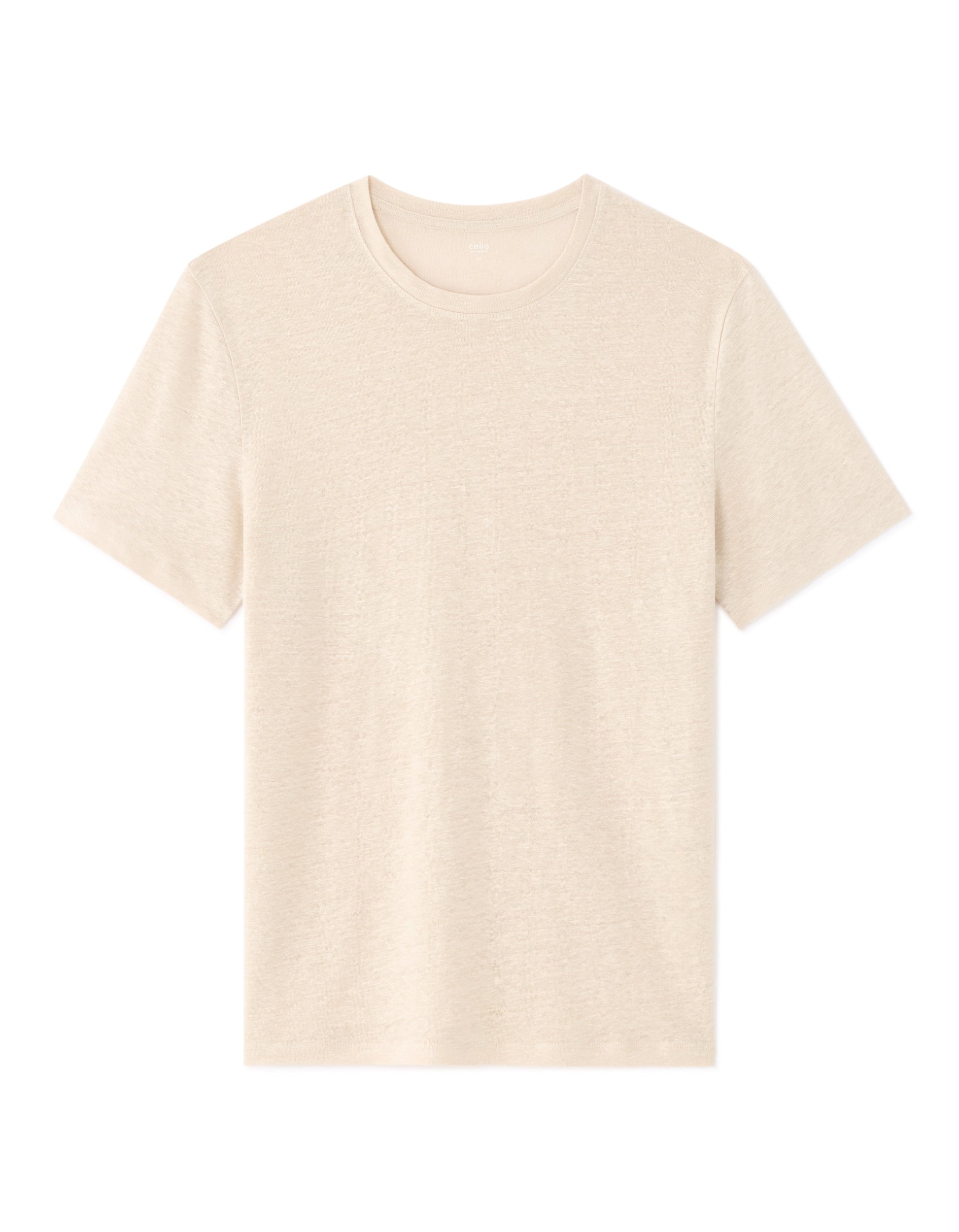 Celio Regular Fit Round Neck 100% Linen T-shirt - Beige