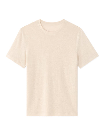 Celio Regular Fit Round Neck 100% Linen T-shirt - Beige