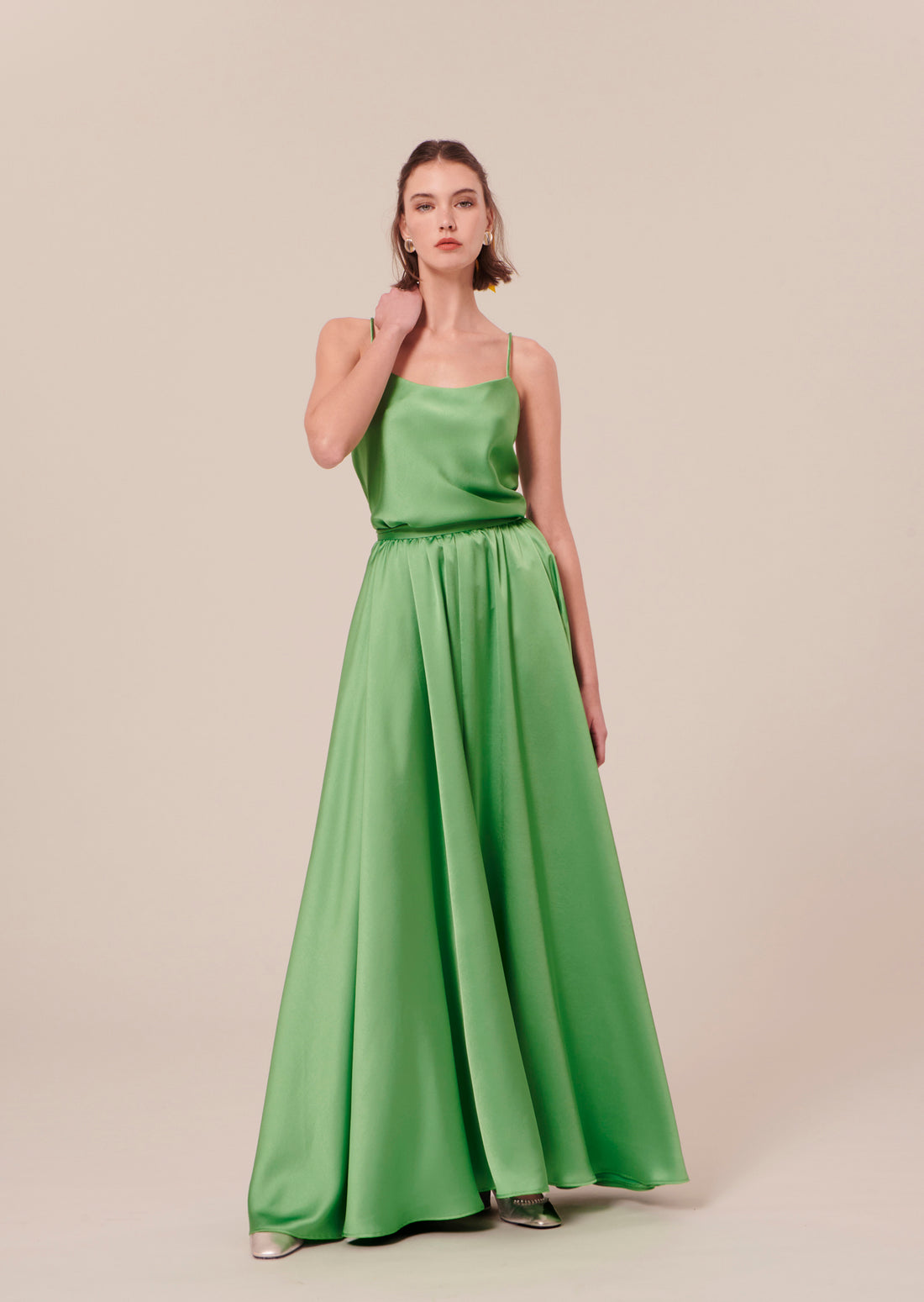 Joya green satin skirt by Tara Jarmon Lebanon