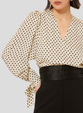 Tyra Ecru With Black Hearts Print Top by Tara Jarmon Lebanon