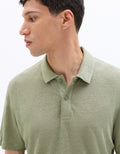 Celio Regular Fit 100% Linen Polo Shirt - Green