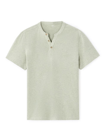 Celio Regular Fit Cotton Blend Henley Neck T-Shirt - Green
