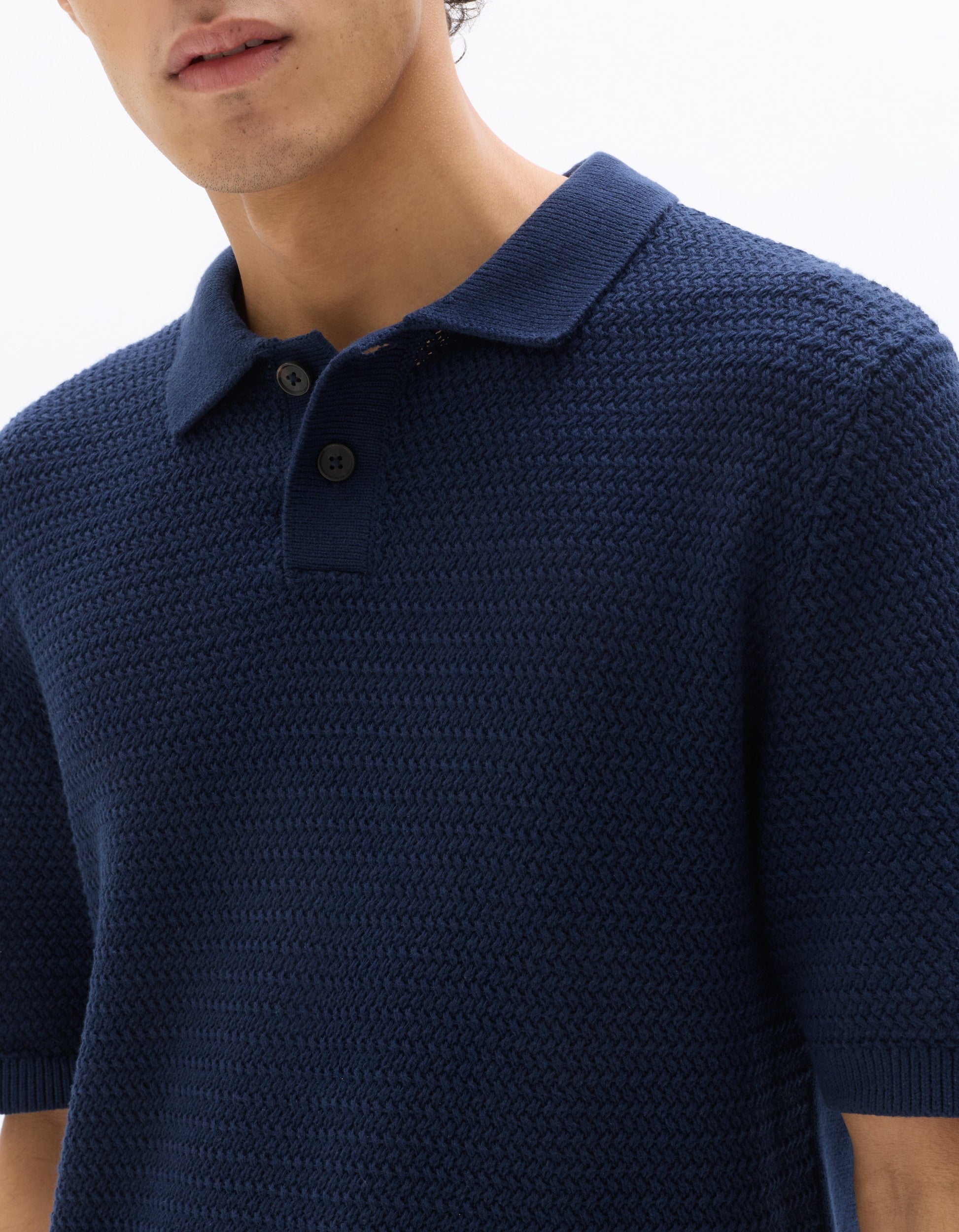 Regular Fit 100% Cotton Waffle Knit Polo Celio