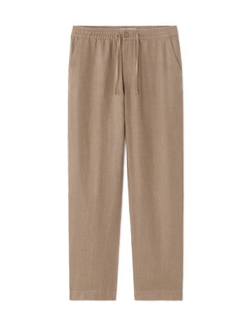 Celio 100% Linen Straight Pants - Brown