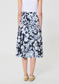 skirt in midnight blue floral printed cotton