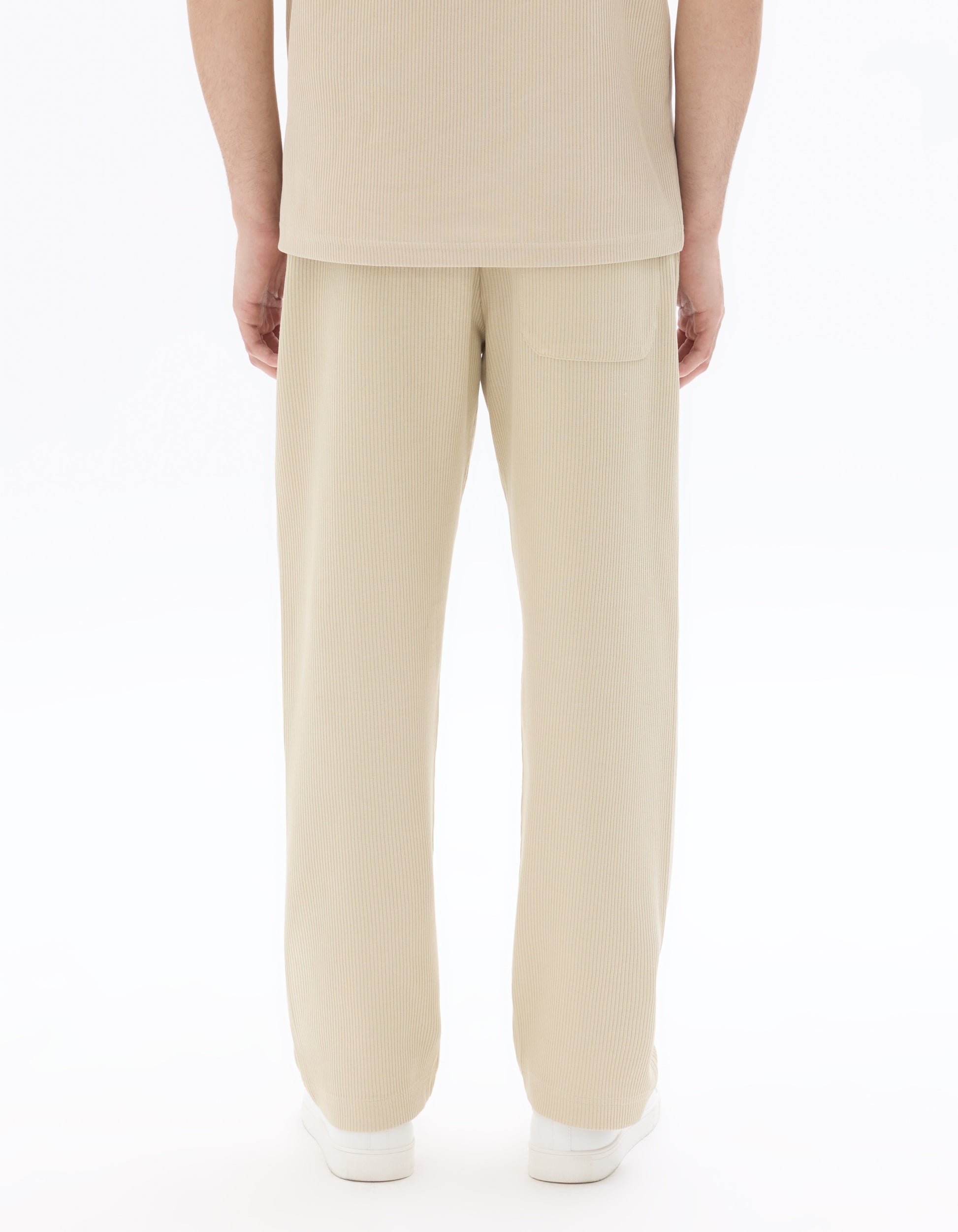 Celio Regular Fit 100% Cotton Ribbed Knit Joggers - Beige