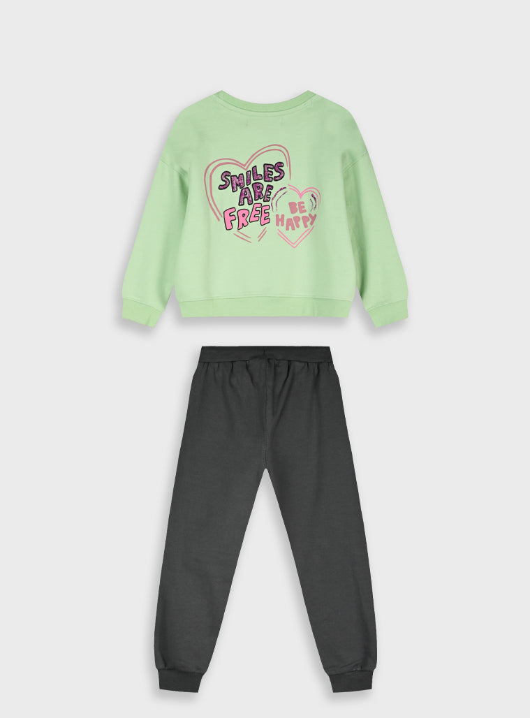 Cotton Girl Set - Dark Grey