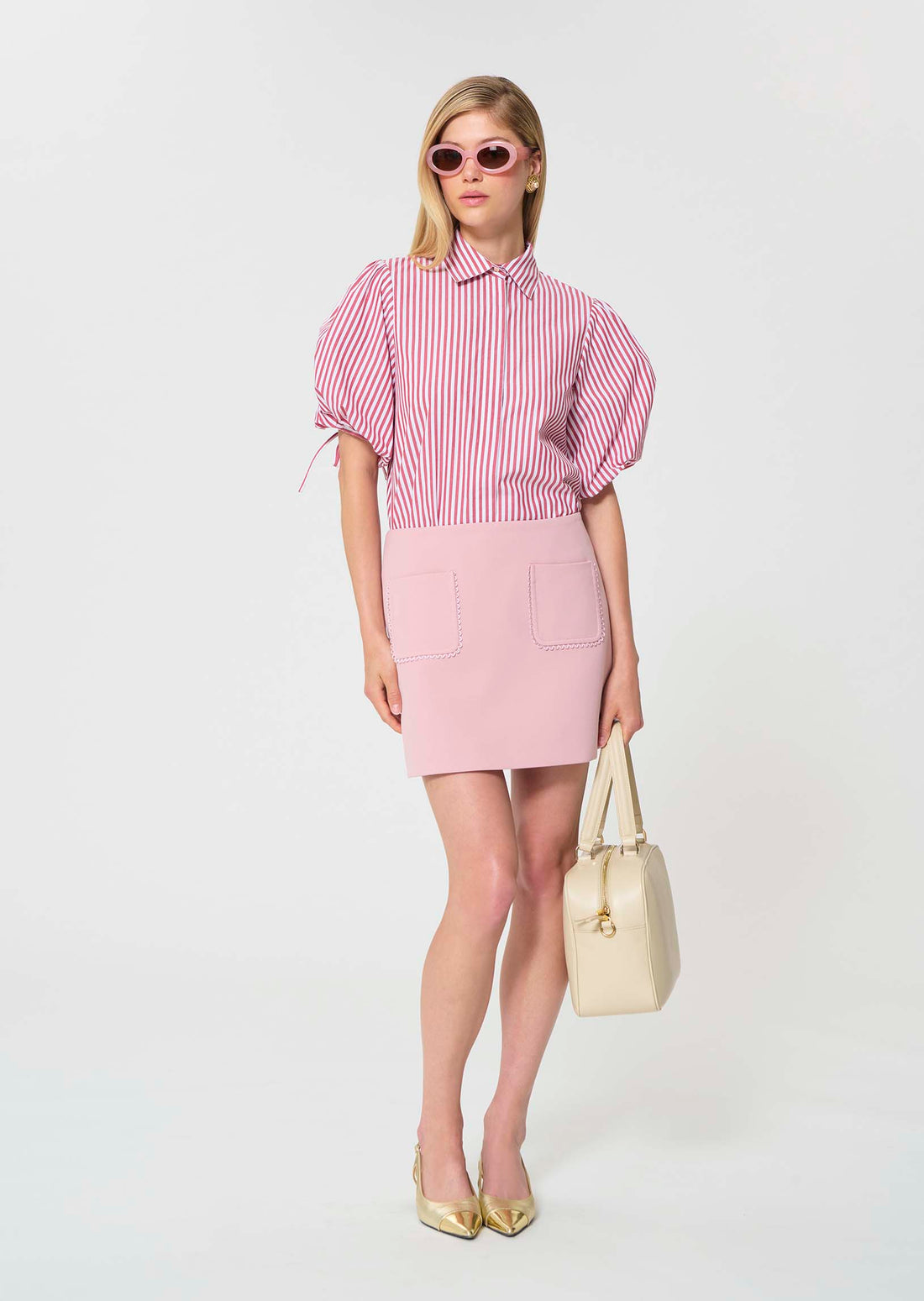 skirt in pale pink double canvas