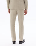 Celio Slim Fit Plaid Cotton and Linen Suit Pants - Beige