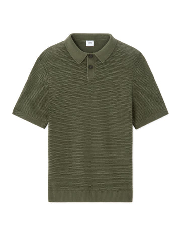 Celio Regular Fit 100% Cotton Waffle Knit Polo - Green
