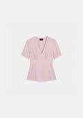 top in red fluid crepe