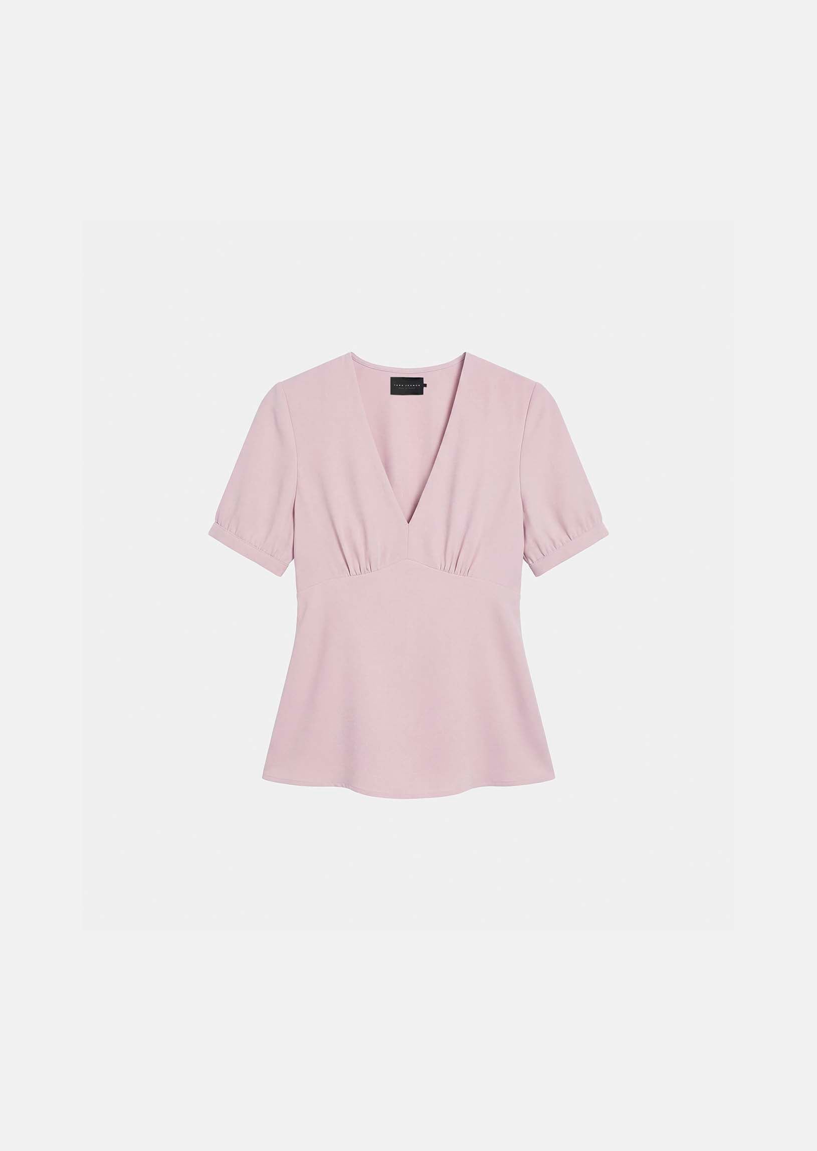 top in red fluid crepe