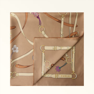 Furla Tortona Carre' 90X90 in Brown - Scarves 