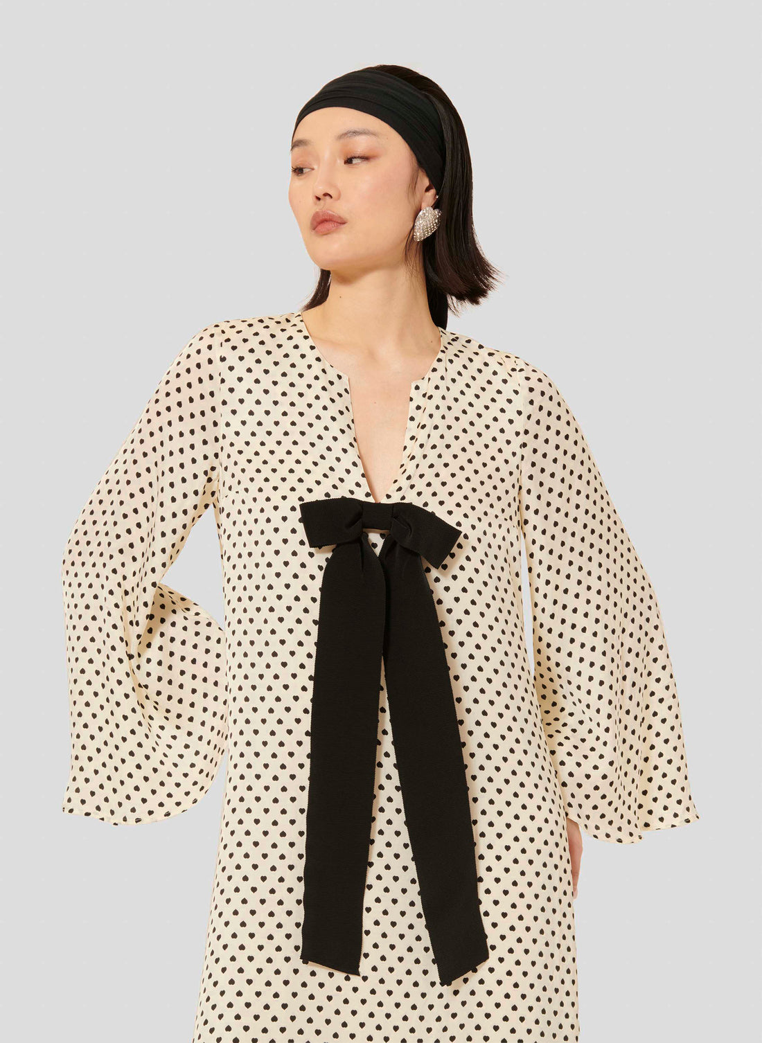 Roann ecru with black hearts print dress by Tara Jarmon Lebanon