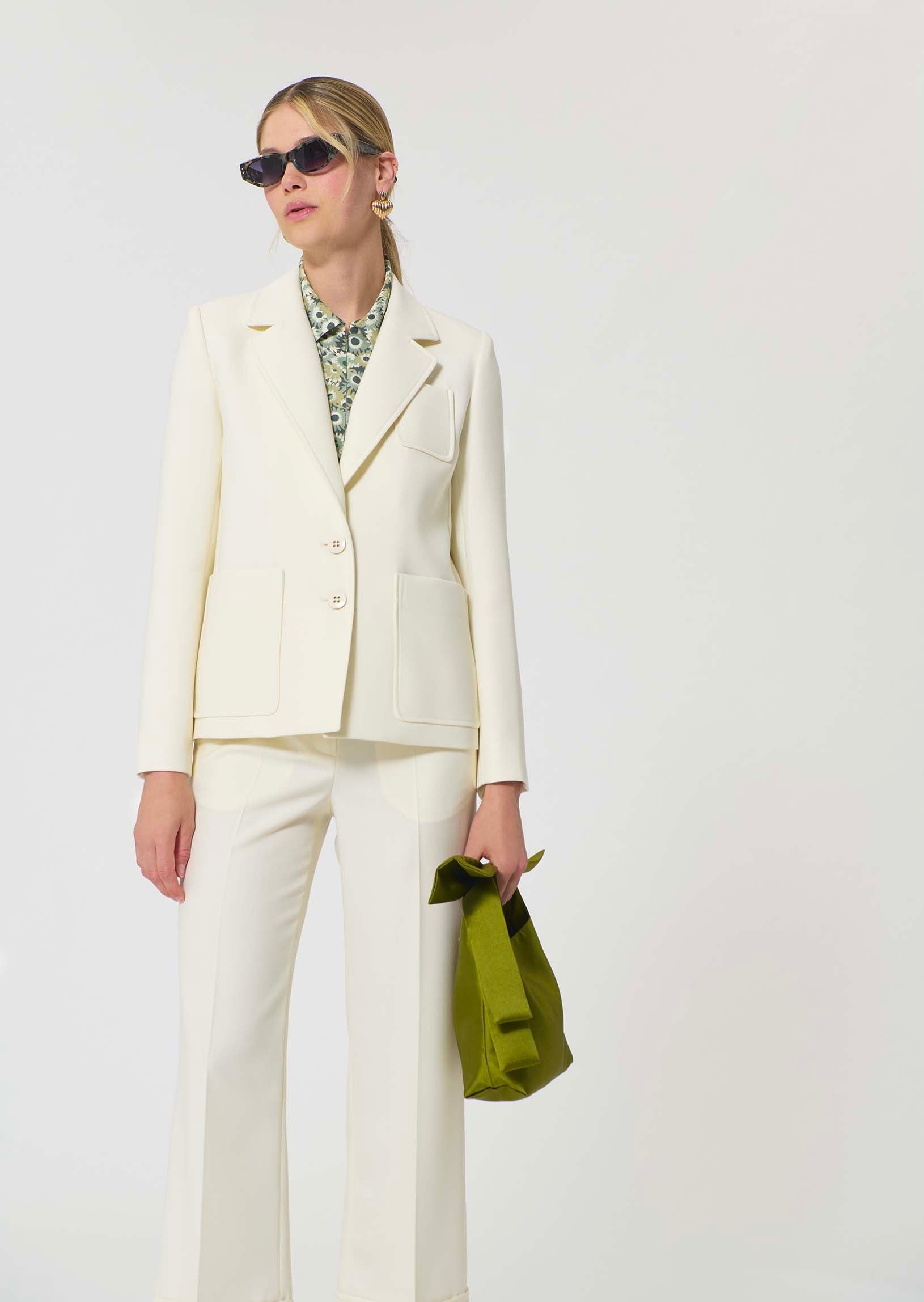 jacket in ecru powder-grain canvas