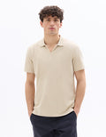Celio Regular Fit Cuban Collar Cotton Blend Polo - Beige
