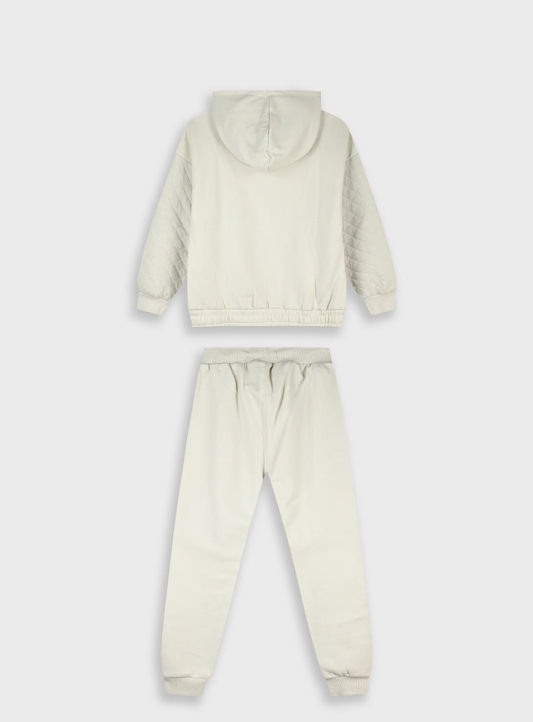 Cotton Blend Girl Tracksuit - Ice