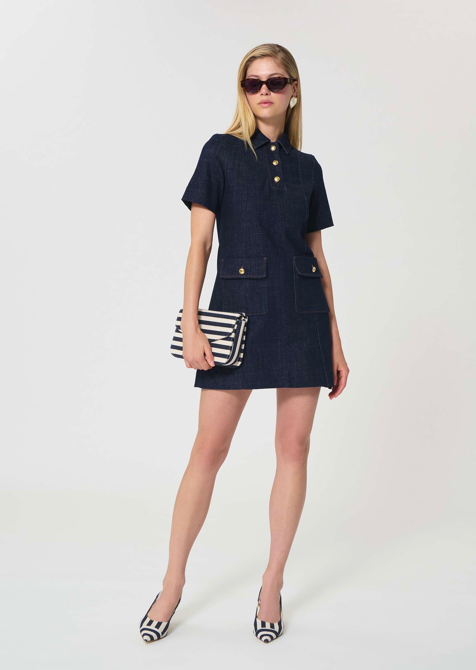 dress in raw denim