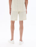 Celio Regular Fit Striped Bermuda Shorts - Beige