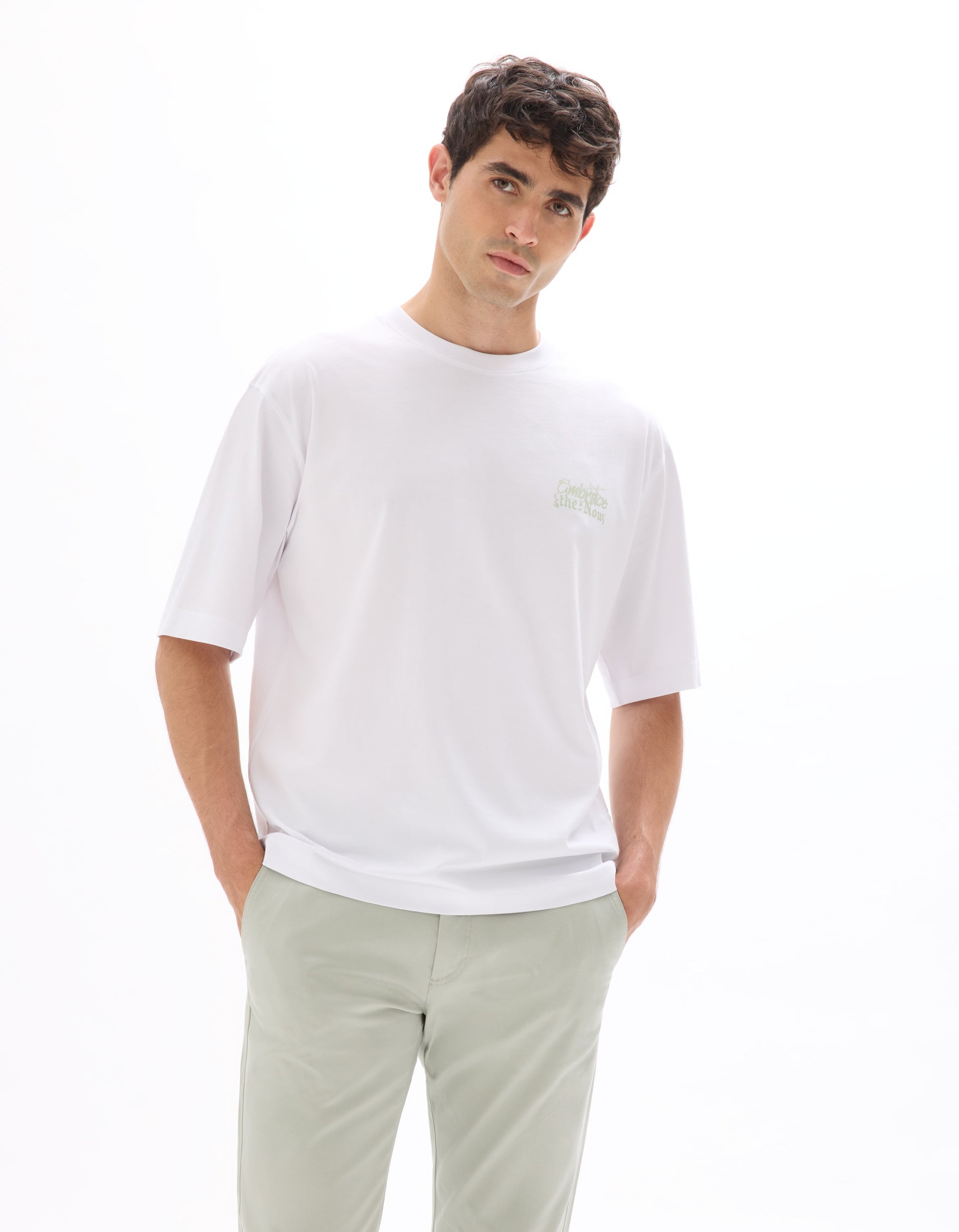 MEXGRAFI OPTICAL WHITE SS TSHIRT - Celio lebanon