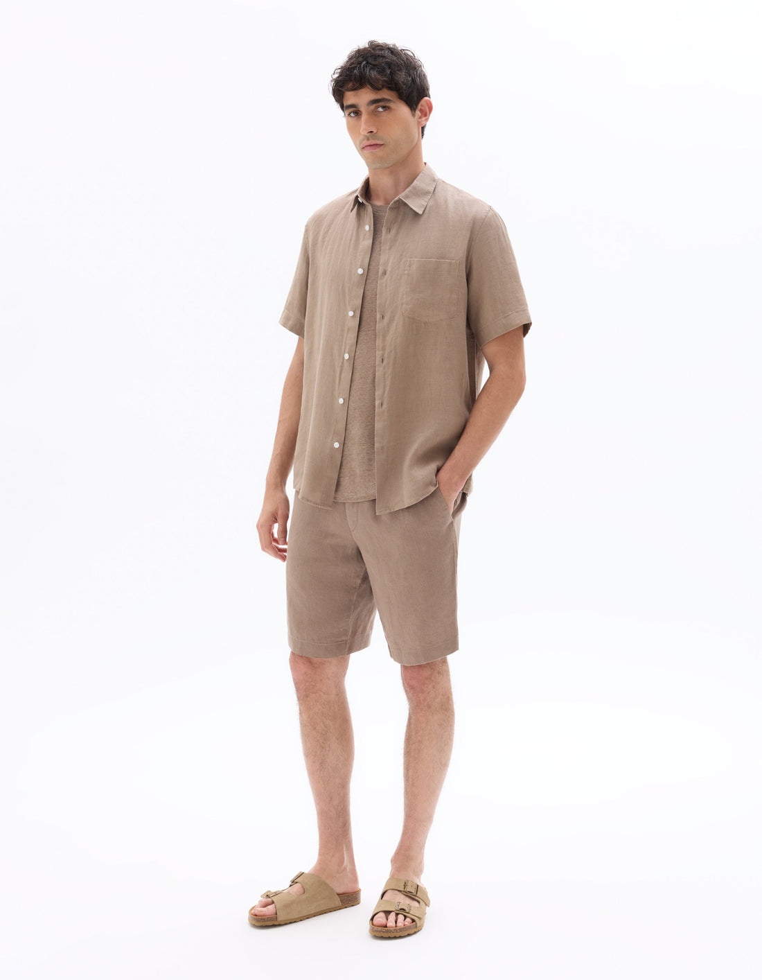 Regular fit 100% linen short-sleeve shirt Celio