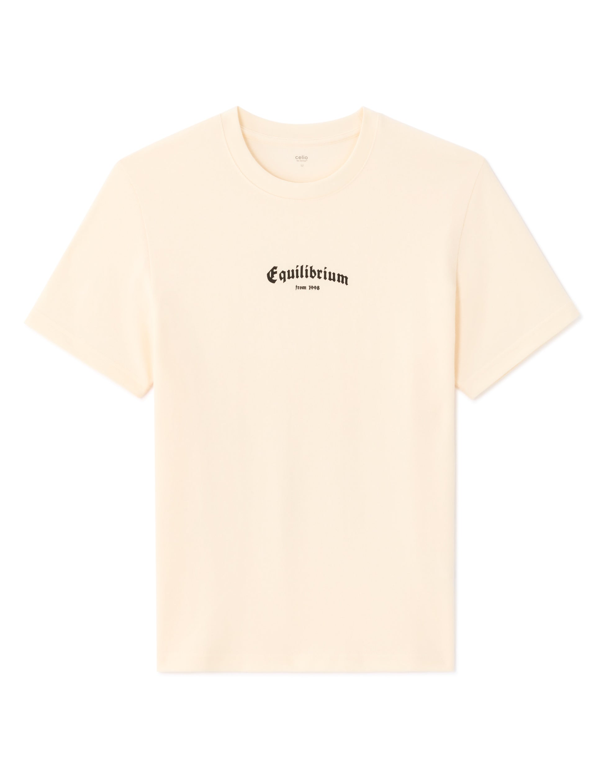 Celio Boxy Crew Neck Equilibrium Print T-Shirt - Beige