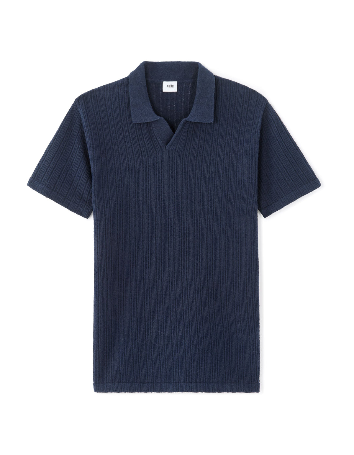 Celio Cotton Blend Short-Sleeved Polo - Navy