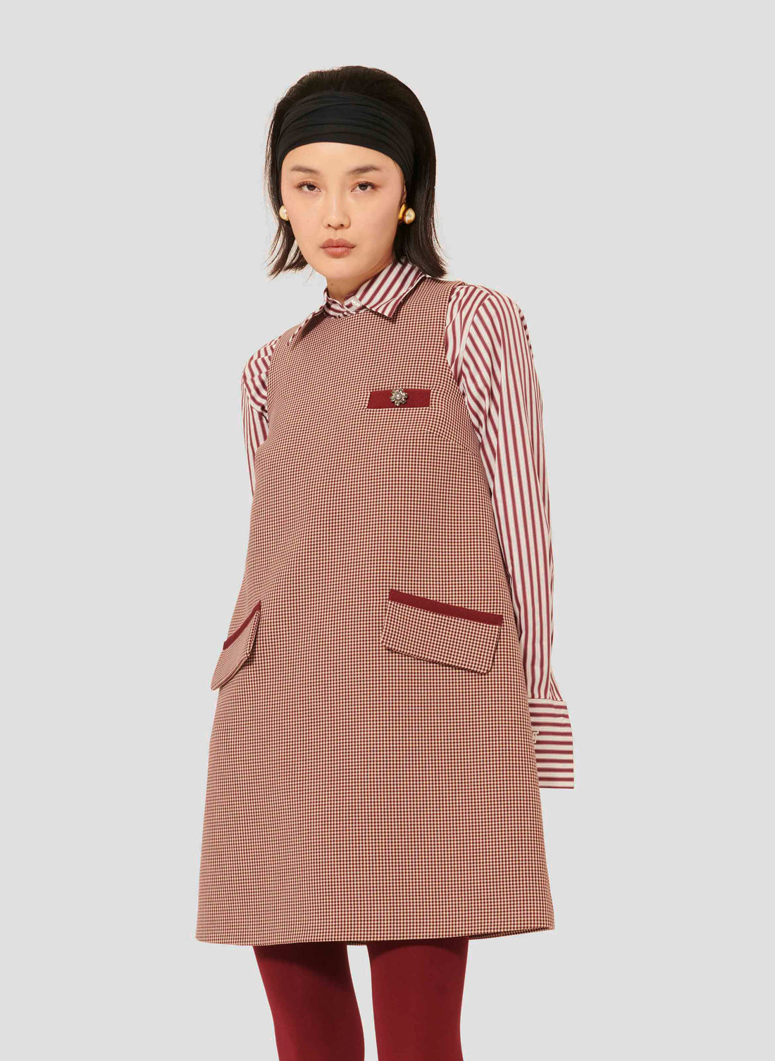 Ravel Burgundy Houndstooth Dress by Tara Jarmon Lebanon