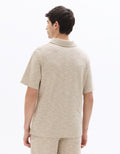 Celio Regular Fit Cuban Collar Bouclé Effect Polo - Beige