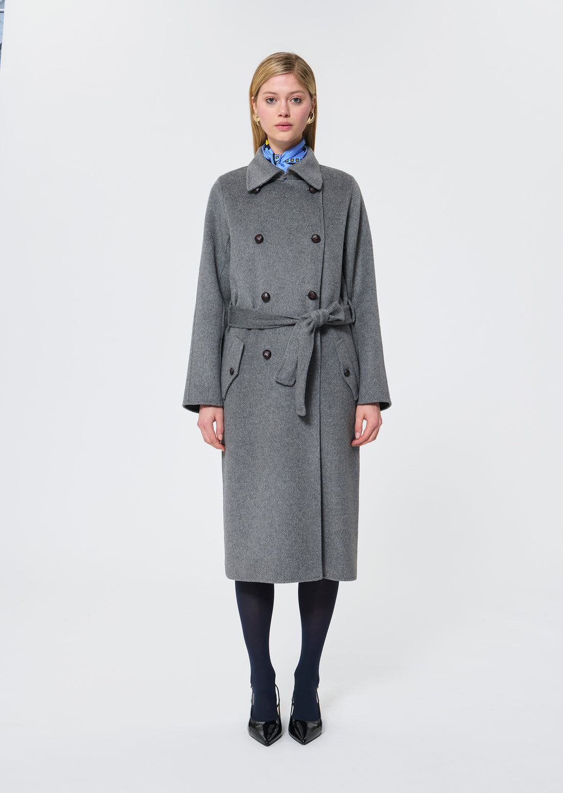 Martino  mottled grey double-sided coat for women