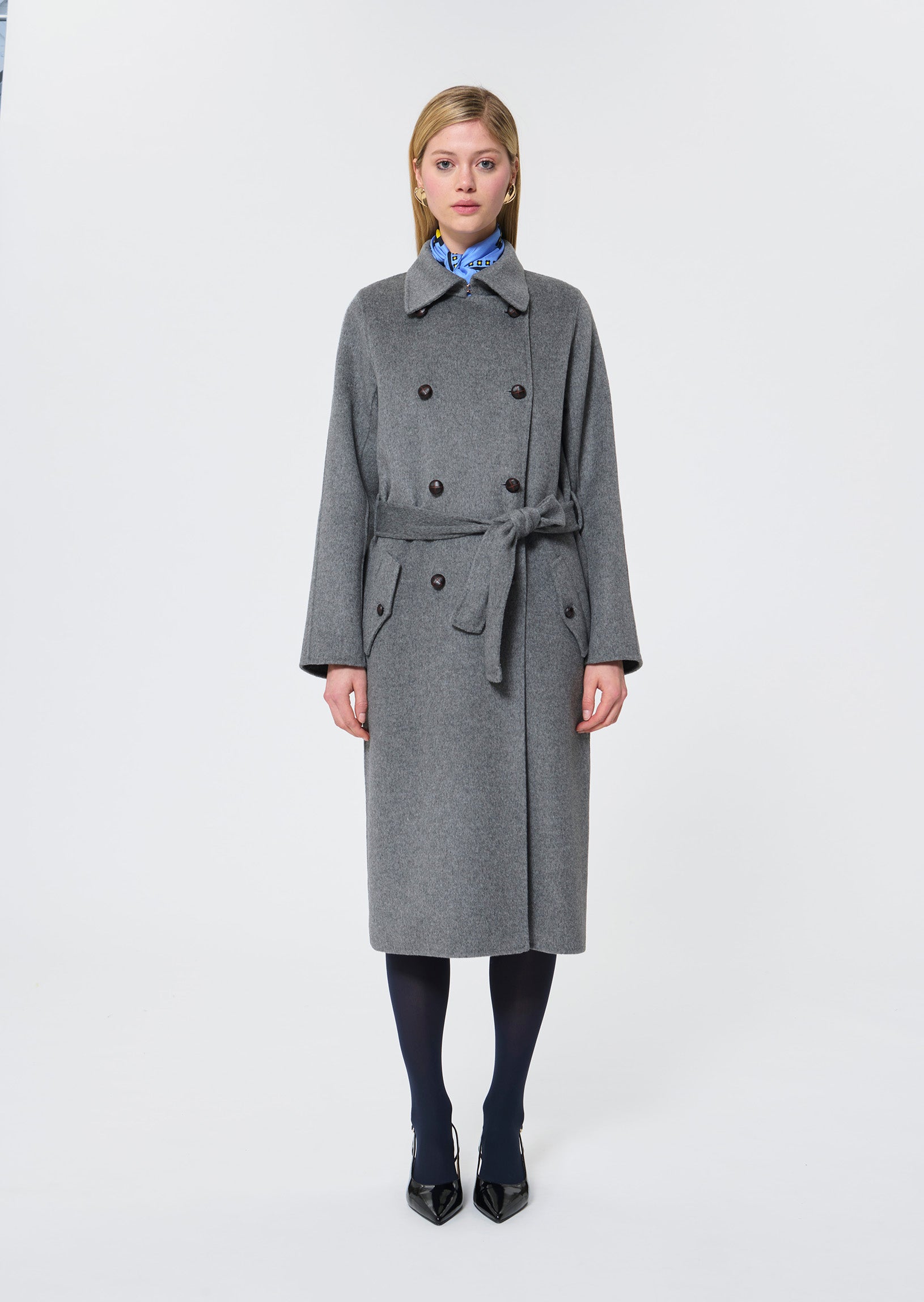 Martino  mottled grey double-sided coat for women