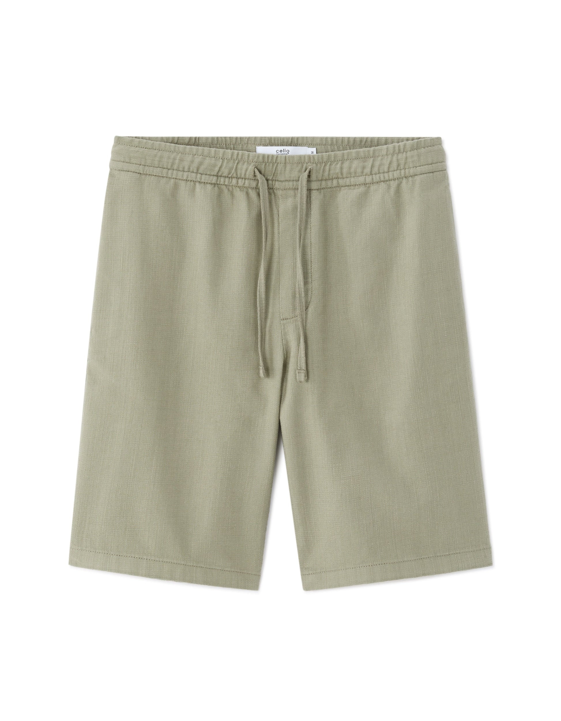 Textured 100% Cotton Khaki Bermuda Shorts Celio