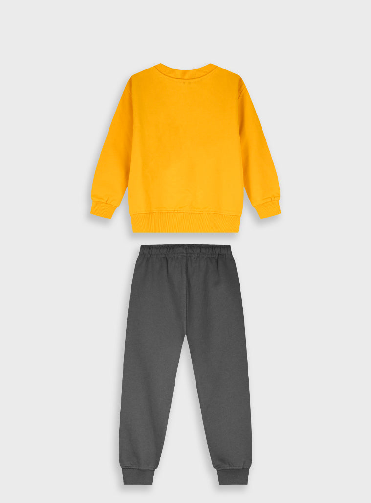 Cotton Blend Boy Tracksuit - Anthracite